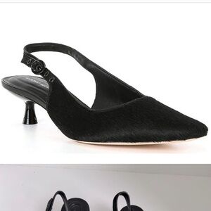 Antonio Melani, the Kody Black Leather Haircalf Dress Pumps. Size 7.5